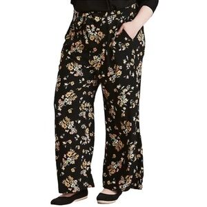 Torrid Floral Print Tie Front Wide Leg Pants